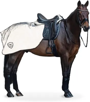 Productafbeelding van Reflecterende Uitrijdeken - Paardendeken Zichtbaarheid - Veilig Uitrijden - Zeer Reflecterend Materiaal - Maat M - Wit