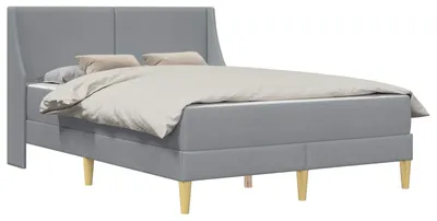 Produktbild von Bettgestell mit Matratze Hellgrau 140 x 200 cm Polyester