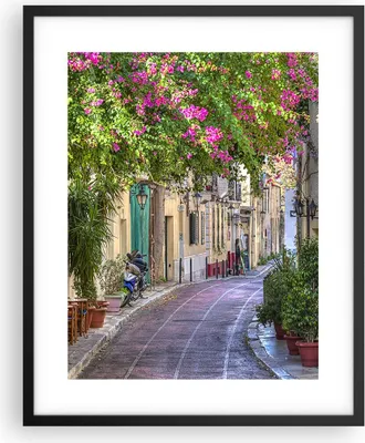 Produktbild von Gerahmtes Poster - Schwarzer Rahmen - Straße dekoration blumen griechenland - 40x50 cm - Wand Bild - Wanddeko - Wandbilder - Wandposter - Bilderrahmen - Bilder - Kunstdruck - P2BPA40x50-2429