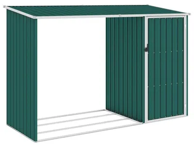Obrázok produktu pre Sklad na drevo na palivo z pozinkovanej ocele, zelený, rozmer 245 x 98 x 159 cm