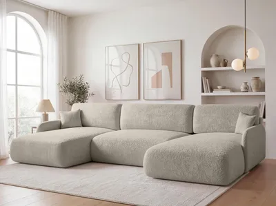 Produktbild von FurMeb24 ECKSOFA mit Schlaffunktion und bettkasten PIERRO U 357 cm × 175 cm × 88 cm Stoff Anthology 20