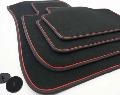 Image de Tapis de sol pour BMW Série 3 F30 F31 (à partir de 2012) Tapis de sol de qualité supérieure, 4 pièces, velours noir, bande décorative rouge