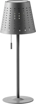 Produktbild von LED Outdoor Tischleuchte Grau wiederaufladbar 2200mAh Akku Metall Solar Wasserfest dimmbar 3 Stufen