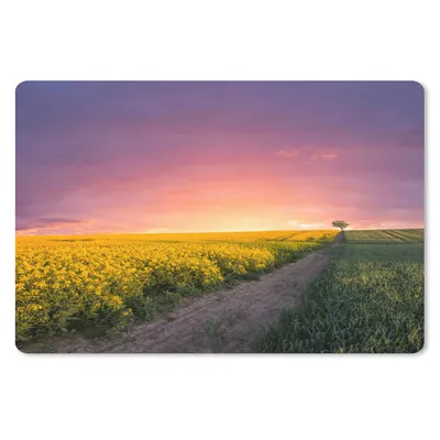 Produktbild von MuchoWow® Mauspad Mousepad Blumen - Straße - Himmel - Gelb - Lila - Sonnenuntergang - Natur 27x18 cm - Mousepads - Maus Mat - Pad - Mausunterlage - Büroartikel - Desk Matten
