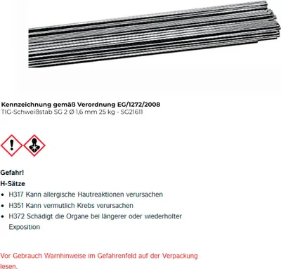 Produktbild von TIG-Schweißstab SG 2 Ø 1,6 mm - SG21611