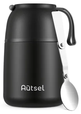 Produktbild von Thermobehälter für Essen 500ml Edelstahl Schwarz Warmhaltebehälter Vakuumisoliert