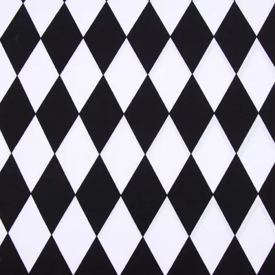 Produktbild von Faschingsstoff Meterware Polyester Raute weiß schwarz 1,5m