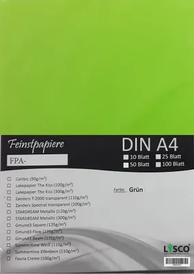 Produktbild von GMUND Transparentpapier DIN A4 Farbe giftgrün / LYSCO® Feinstpapierset mit 50 Blatt Inhalt (FPA123) - bedruckbar, sehr gute Qualität, für Einladungen, als Einlegeblätter für Alben, Fotoalben, Fensterbilder, Bastelarbeiten uvm.