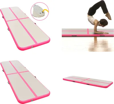 Image de vidaXL Tapis de gymnastique gonflable avec pompe 500x100x10 cm PVC rose - Tapis de gymnastique - Tapis de gymnastique - Tapis de yoga de gymnastique - Tapis de yoga de gymnastique