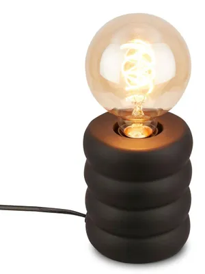 Produktbild von Briloner Tischleuchte Keramikfuß Ø10,5x12,5 cm E27 Fassung max. 25W Kabelschalter Schwarz-matt - Tischlampe Wohnzimmer Schlafzimmer Büro