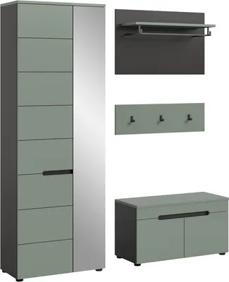 Image de Canu ensemble d'armoires de rangement C8 vert poussiéreux, gris foncé.