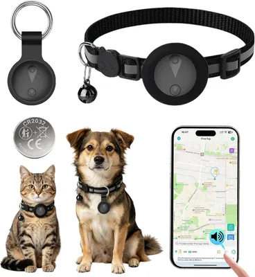 Productafbeelding van GPS-tracker voor katten - halsband - zonder abonnement - waterdicht - reflecterend - zwart