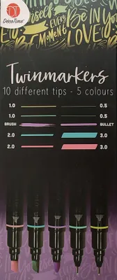 Produktbild von DecoTime Doppelseitige Stifte 5 Farben Kalligrafie