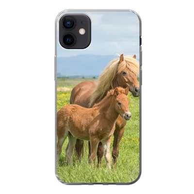 Produktbild von MuchoWow® Handyhülle Schutzhülle Hülle für iPhone 12 mini Pferde - Fohlen - Gebirge Silikon Softcase Handy Hülle - Bild