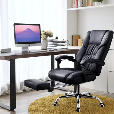 Produktbild von SONGMICS Racingstuhl Bürostühle Gamingstuhl Chefsessel Drehstuhl mit Fußablage Polyurethanschwarz OBG71B