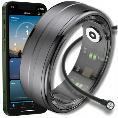 Zdjęcie produktu dla Smart Ring Inteligentny Pierścionek Tętno Stres Kroki Sen Sport Smartring