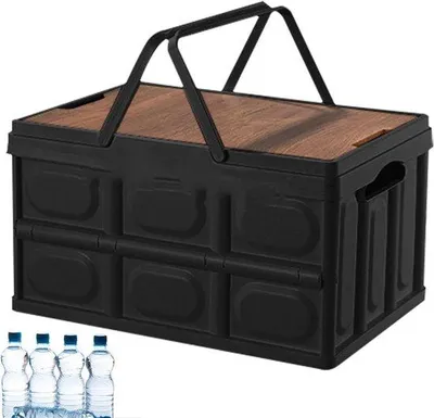 Produktbild von Famanu Aufbewahrungsbox 30 Liter - Schwarz - Faltbare Kunststoffbox mit Deckel