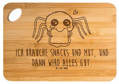 Produktbild von Mr. & Mrs. Panda holzschneidebrett Spinne Agathe Sandwich - Transparent - Geschenk, Frühstücksbrettchen, vesperbrett, Hungrig, Holzbrett, Lebensfreude, Schneidebrett, Mut