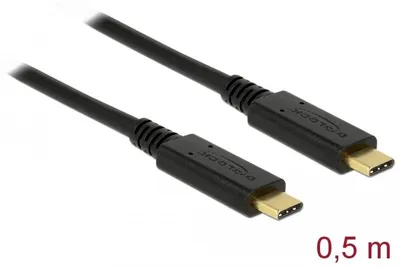 Obrázok produktu pre DeLOCK 85529, 0,5 m, USB C, USB C, USB 3.2 Gen 2 (3.1 Gen 2), 10 Gbit/s, Čierna