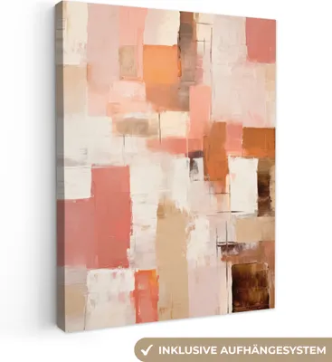 Produktbild von MuchoWow® - Leinwandbilder - Kunst - Rosa - Abstrakt, Wandbild, Wanddeko Bilder Wohnzimmer, 60x80 cm