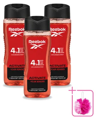 Productafbeelding van 3 x Reebok Activate Your Senses 4-in-1 douchegel - 400 ml - Voordeelverpakking - 3 stuks