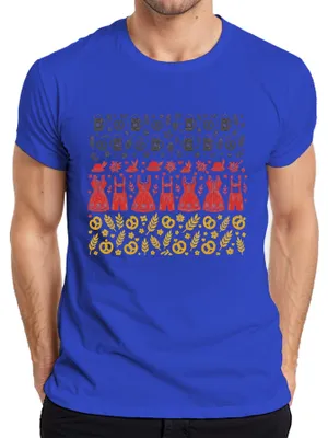 Productafbeelding van , Beieren, traditionele kleding, dirndl, lederhosen, pretzel, Wiesn, München, heren T-shirt, blauw, maat S