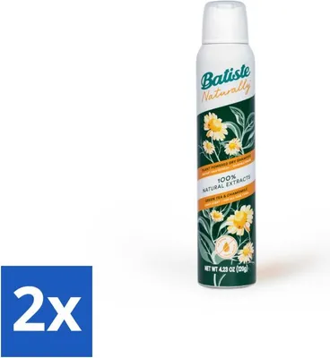 Obrázok produktu pre Batiste - Prírodný zelený čaj a harmanček - Suchý šampón - 100 % prírodné výťažky - Osviežuje a čistí - 200 ml - Hodnotné balenie - 2 kusy