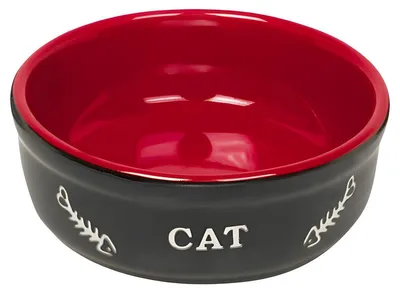Image de Nobby Bol en céramique pour chats "CAT" Ø13,5 X 5 cm noir / rouge
