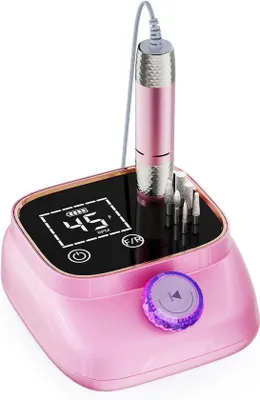 Produktbild von Famanu Elektrische Nagelbohrmaschine - Professionelle 45000 RPM - Tragbares Nagelfeilen-Set - Rosa