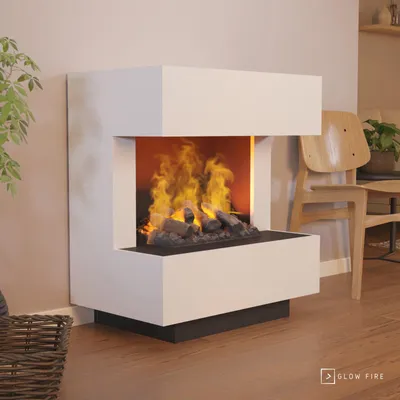 Produktbild von GLOW FIRE Elektrokamin 'Kleist' | Wasserdampf Kamin mit OMC 500 inkl. Holz in Weiß| HxBxT: 80x90x50 cm