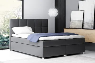Produktbild von Boxspringbett Schlafzimmerbett CLOE 120x200cm Kunstleder Schwarz