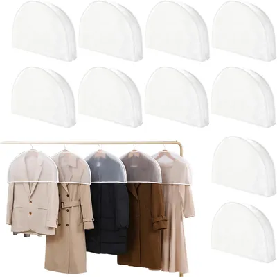 Productafbeelding van Peva kledingbeschermhoezen 60— 30 cm - Set van 10 - Witte - 5 cm zijdeel