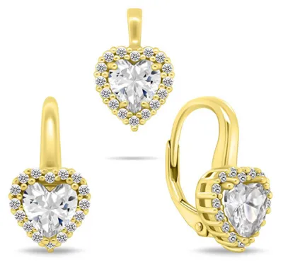 Immagine prodotto di Set di gioielli con cuore placcato oro e zirconi SET273Y ( Orecchini, ciondoli)