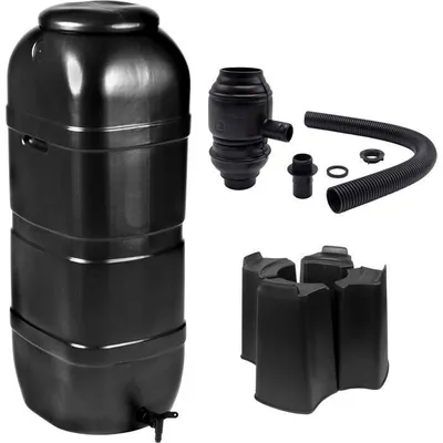 Image de NATURE Ensemble collecteur d'eau - 100 litres - Forme colonne - Traité anti-UV - Fabriqué en Europe - Noir