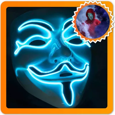Produktbild von Leuchtende LED Anonymous Maske Guy Fawkes V wie Vendetta Mask Cosplay Karneval