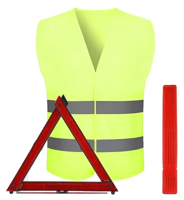 Produktbild von 2in1 Warndreieck & Warnweste Set für KFZ/Motorrad – Faltbar mit Reflektion in Kompakt-Tasche