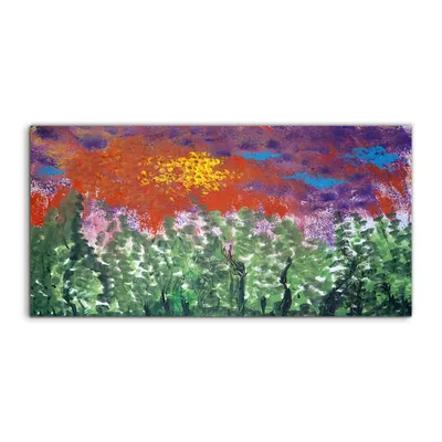 Produktbild von Coloray Glasbild 140x70  Wandbild Glasbilder Foto Bild Natur landschaft Wiese Sonne