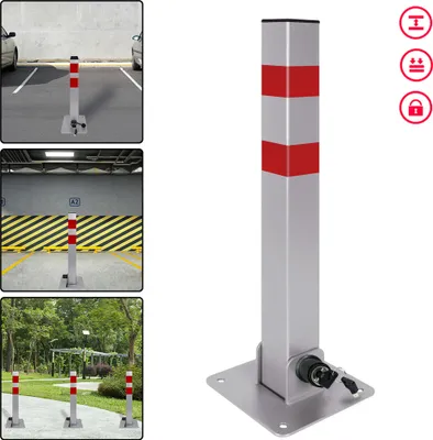 Produktbild von LARS360 1x Parkplatzsperre Klappbar Parkpfosten Metall Stahl Absperrpfosten mit Schlüssel für Garage Parkplatz