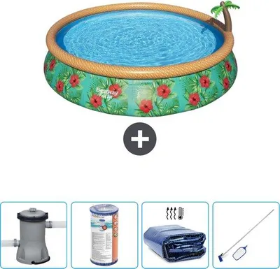 Produktbild von Inklusive Solar-Schutzplanen - 457 x 84 cm - Rundes, beheizbares Schwimmbecken - Set mit Pumpe und Filter - Reinigungssatz - schnell aufblasbar