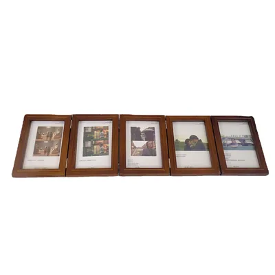 Produktbild von Faltbares 5er Collagenrahmen aus Massivholz für Paare, Hochzeits- und Kinderfotos, Tisch- und Wandmontage, eleganter Bilderrahmen für Ihr Zuhause