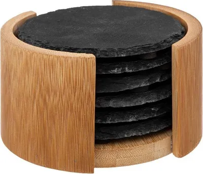 Immagine prodotto di Set di 6 SOTTOPIATTI in ARDESIA NATURALE con organizer in bambù