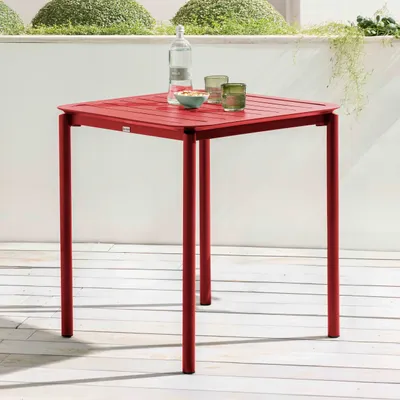 Image de Table carrée de terrasse (70x70cm) rouge foncé - Oviala Almada