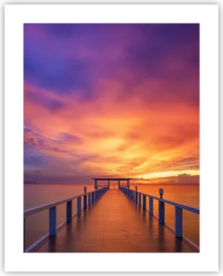 Produktbild von Poster - Poster ohne Rahmen - Himmel die Farben Pier - 40x50 cm - Wand Bild - Wanddeko - Wandbilder - Kunstposter - Wandposter - Bilder - Kunstdruck - Wanddekoration - Wandbild - P2XPA40x50-4202