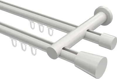 Produktbild von Interdeco Innenlaufstange / Gardinenstange mit Innenlauf Weiß, Typ Platon Sitra (Konus), 20 mm Ø 2-läufig, 400 cm