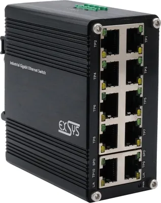 Produktbild von Exsys Switch 10Port Industrie Ethernet 10x10/100/1000Tx 12-48VDC - Switch - 1 Gbps