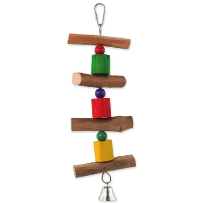 Immagine prodotto di GIOCATTOLO UCCELLINO appeso in legno - con campana 30 cm