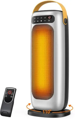 Obrázek produktu pro Elektrické topení 1500W, keramický topný článek PTC, s dálkovým ovládáním, 4 režimy topení, LED dotykový displej, oscilace 110°, časovač až 10 hodin