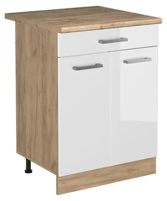 Immagine prodotto di Mobiletto base cucina Vicco R-Line Bianco lucido/Rovere dorato 60 cm con cassetto piano di lavoro Rovere dorato, Model 61228
