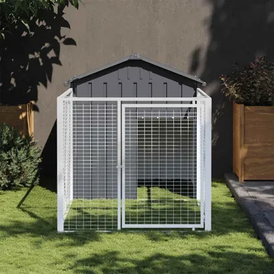 Immagine prodotto di vidaXL Cuccia per cani con corridoio antracite 117x201x123cm Acciaio zincato