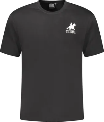 Immagine prodotto di T-shirt da uomo a manica corta nera con stampa e scollo rotondo - pura eleganza